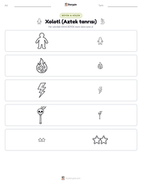 Xolotl (Aztek tanrısı) yazdırılabilir çalışma sayfası önizlemesi