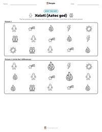 Xolotl (Aztec god) printable worksheet preview