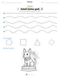 Xolotl (Aztec god) printable worksheet preview