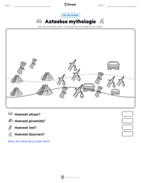 Azteekse mythologie afdrukbare werkblad voorbeeld