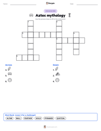 Aztec mythology printable worksheet preview
