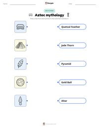 Aztec mythology printable worksheet preview
