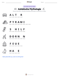Aztekische Mythologie druckbare Arbeitsblatt Vorschau