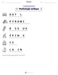 Aperçu de la feuille de travail imprimable Mythologie aztèque