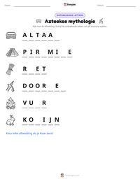 Azteekse mythologie afdrukbare werkblad voorbeeld