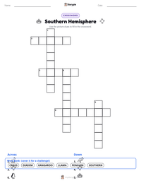 Southern Hemisphere printable worksheet preview