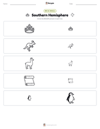 Southern Hemisphere printable worksheet preview