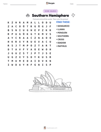 Southern Hemisphere printable worksheet preview