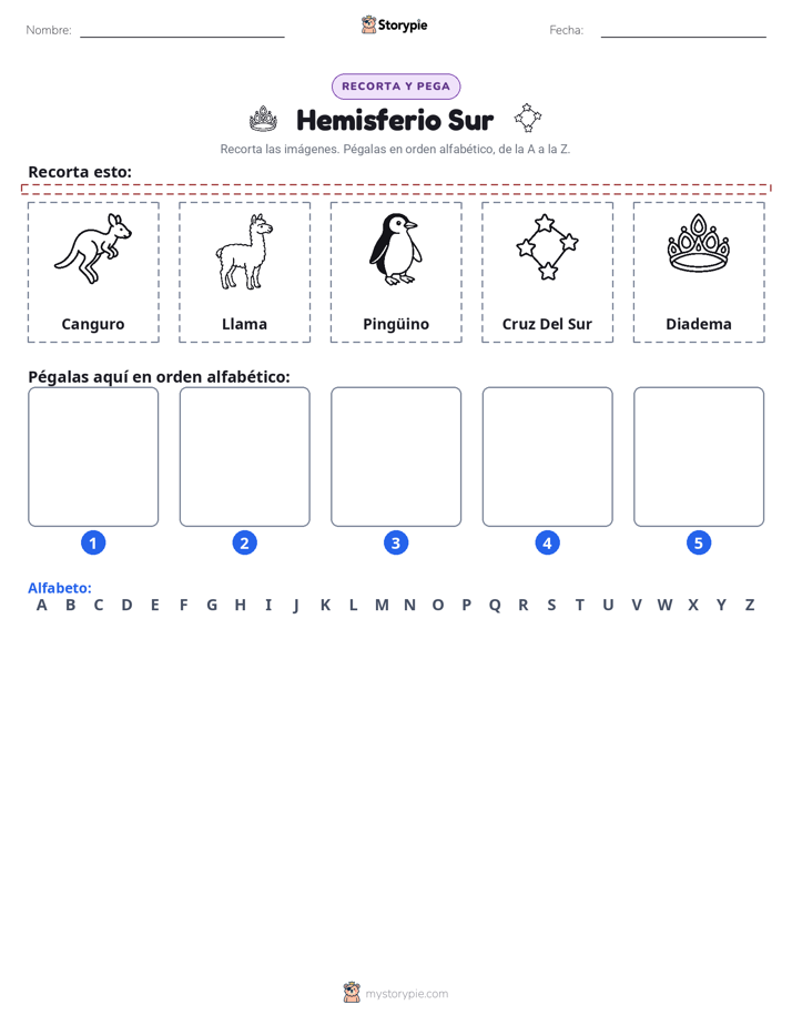 Cortar y Pegar el Alfabeto