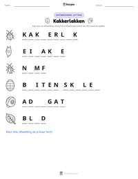 Kakkerlak afdrukbare werkblad voorbeeld