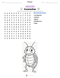 Vista previa de la hoja de trabajo imprimible de Cucaracha