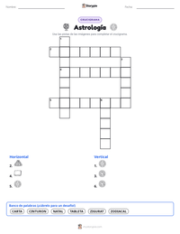 Vista previa de la hoja de trabajo imprimible de Astrología