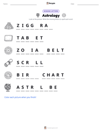 Astrology printable worksheet preview