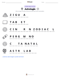Vista previa de la hoja de trabajo imprimible de Astrología