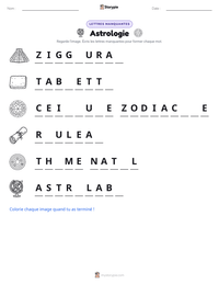 Aperçu de la feuille de travail imprimable Astrologie