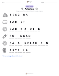 Prabaca lembar kerja cetak Astrologi