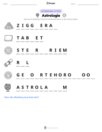 Astrologie afdrukbare werkblad voorbeeld