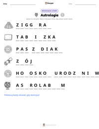Podgląd drukowalnego arkusza ćwiczeń Astrologia