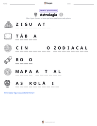 Prévia da folha de atividades imprimível Astrologia