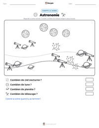 Aperçu de la feuille de travail imprimable Astronomie