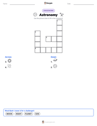 Astronomy printable worksheet preview