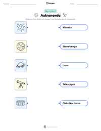 Vista previa de la hoja de trabajo imprimible de Astronomía