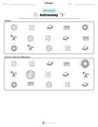 Astronomy printable worksheet preview