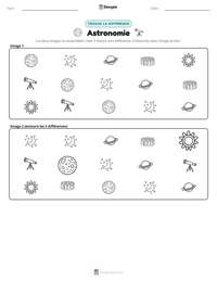 Aperçu de la feuille de travail imprimable Astronomie