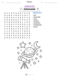 Aperçu de la feuille de travail imprimable Astronomie