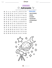 Astronomie afdrukbare werkblad voorbeeld