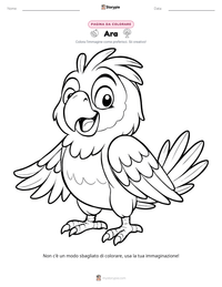 Pagina da colorare di Ara per bambini