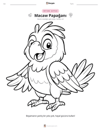 Macaw Papağanı çocuklar için boyama sayfası