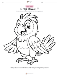 Trang tô màu Vẹt Macaw cho trẻ em