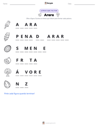 Prévia da folha de atividades imprimível Arara