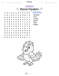 Macaw Papağanı yazdırılabilir çalışma sayfası önizlemesi