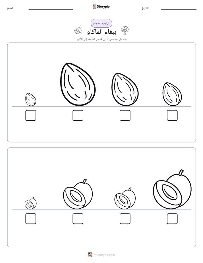 ترتيب الحجم