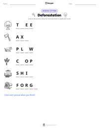 Deforestation printable worksheet preview