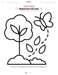 Pagina da colorare di Dispersione dei semi per bambini