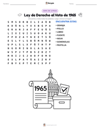 Vista previa de la hoja de trabajo imprimible de Ley de Derecho al Voto de 1965
