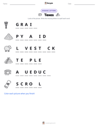 Taxes printable worksheet preview