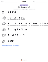 Podgląd drukowalnego arkusza ćwiczeń Podatki