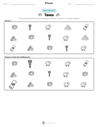 Taxes printable worksheet preview