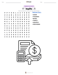 Aperçu de la feuille de travail imprimable Impôts
