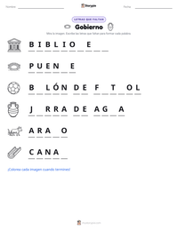Vista previa de la hoja de trabajo imprimible de Gobierno