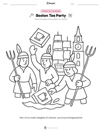 Pagina da colorare di Boston Tea Party per bambini