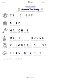 Boston Tea Party printable worksheet preview