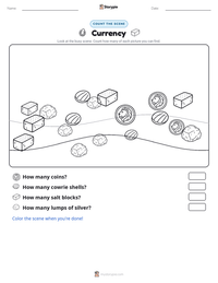 Currency printable worksheet preview