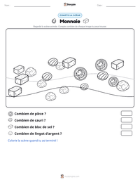 Aperçu de la feuille de travail imprimable Monnaie