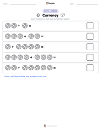 Currency printable worksheet preview