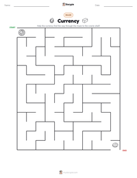Currency printable worksheet preview